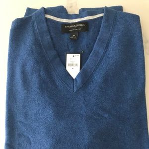 Banana Republic Factory Premium Luxe V Neck Sweater Blue